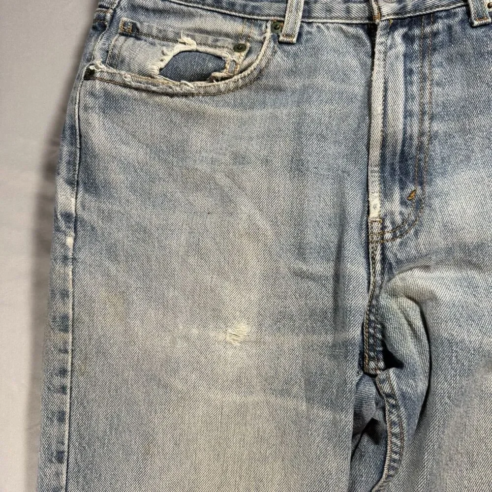 Y2K Levis 550 Distressed Relaxed Fit Jeans Mens 32x32 Light Wash Blue Denim